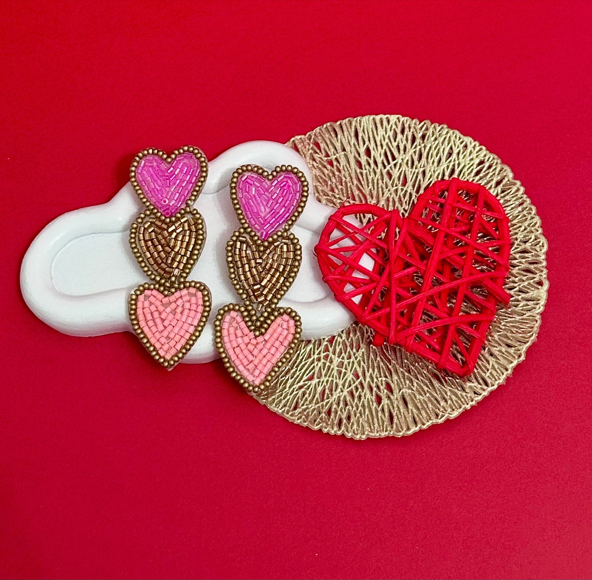 Amora 3-Heart Earrings